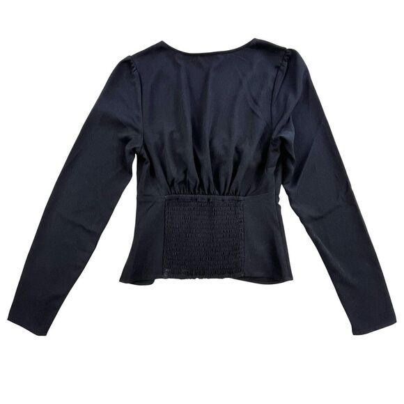 Abercrombie & Fitch Twist Front Top Women’s XS Black Long Sleeve Cropped Blouse - Picture 5 of 11